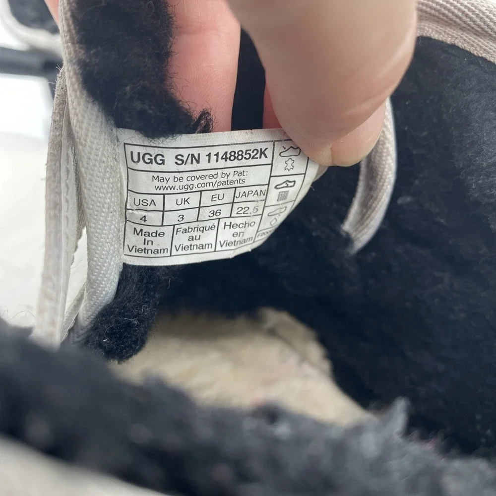 UGG Neumel High Platform Boots Kids 4 White Leather Streetwear‎ Gothic Punk Y2K